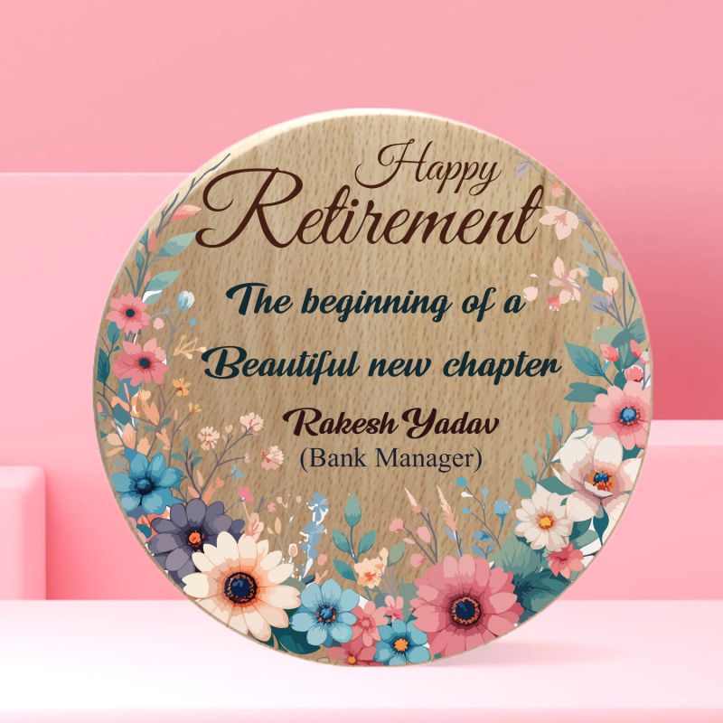 Personalised Happy Retirement Wooden Plaque  Custom With Name  Retirement Gift For Father, Mother, Boss, Colleague, Doctor & Teacher